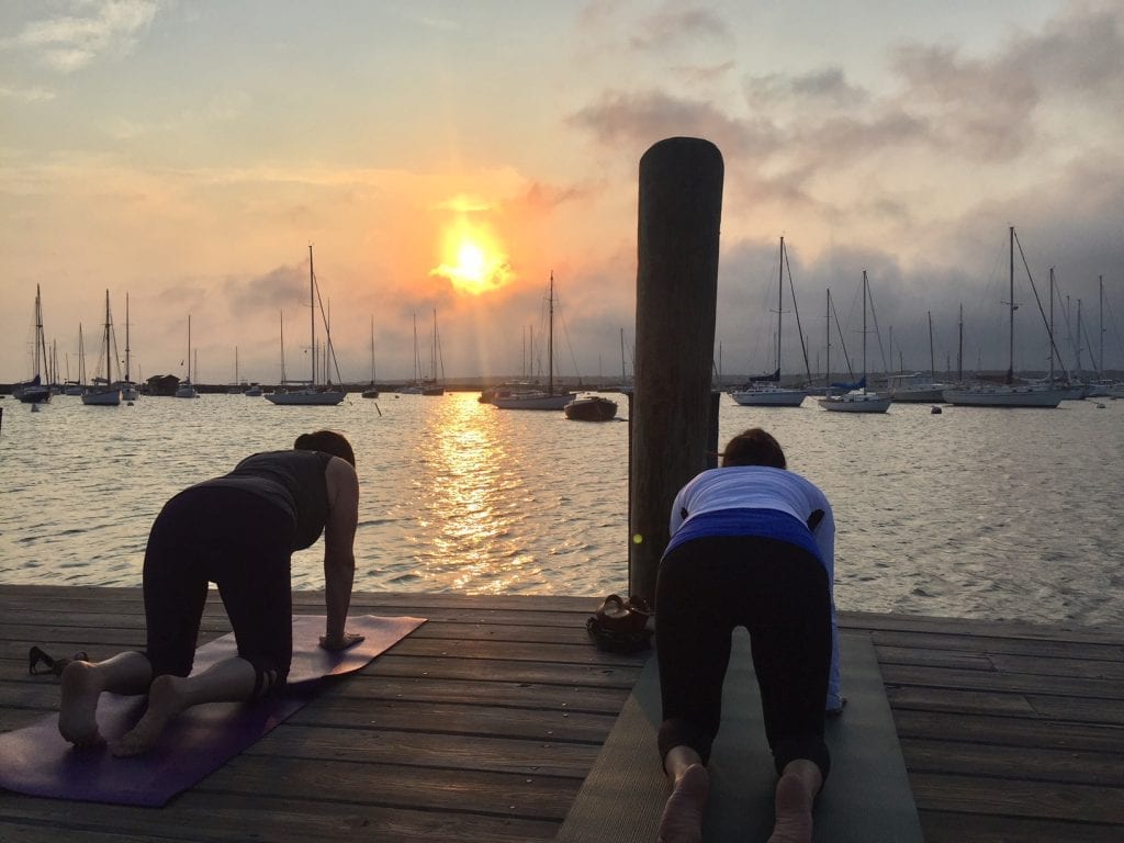 Martha's Vineyard Yoga On The Dock Sherry Sidoti Class Vineyard Haven Harbor