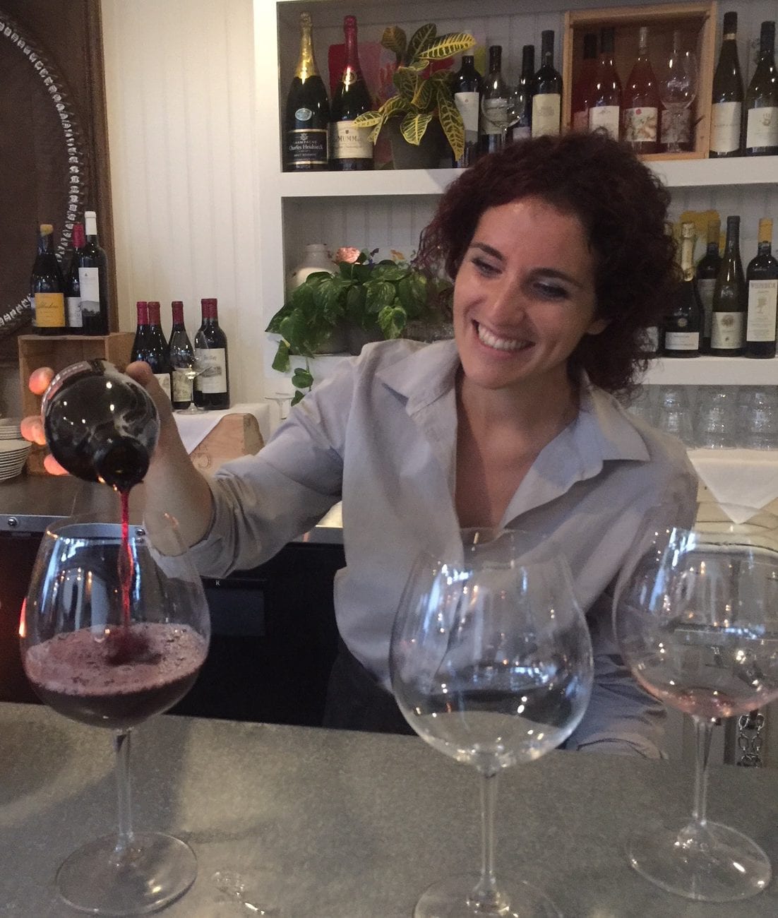 Martha's Vineyard Outdoor Dining Atria Restaurant Pizza Bar Sommelier Bartender Cami Pours Pinot Noir