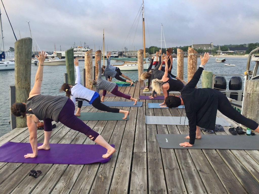 Yoga On The Dock Vineyard Haven Sherry Sidoti Martha's Vineyard Yoga Class