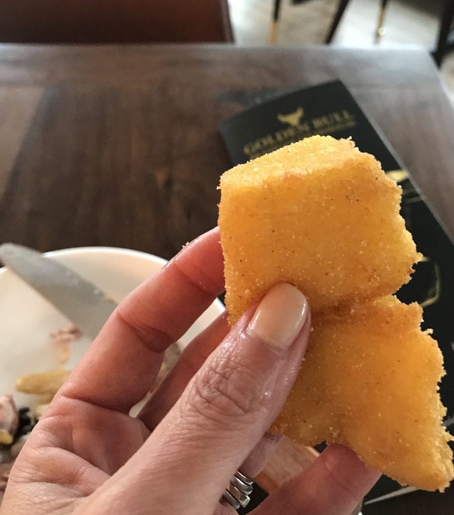 Fried polenta with sausage At Golden Bull Brazilian Steakhouse Vineyard Haven Restaurant
