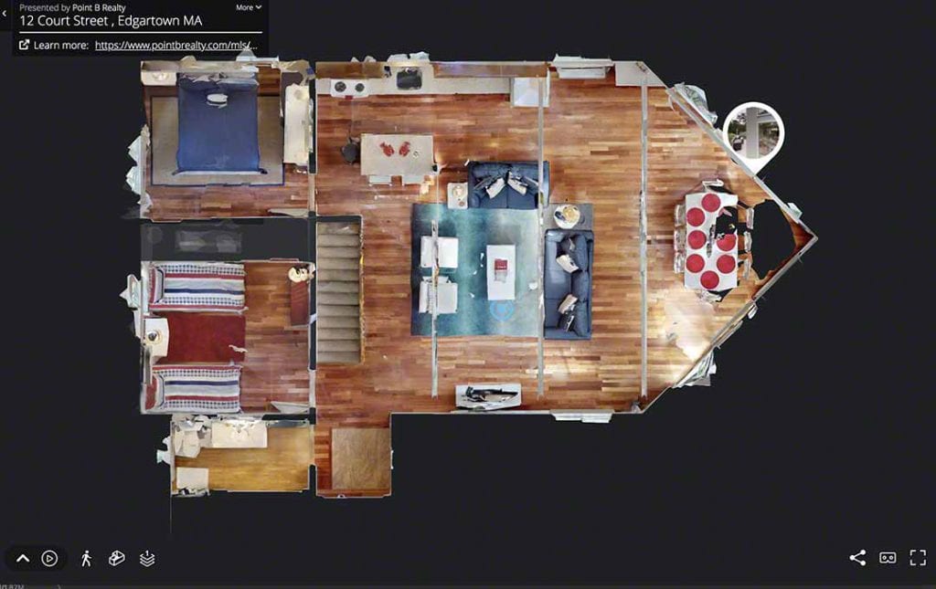 3D House Tours On Martha's Vineyard 12 Court Street Edgartown MA 02539 Point B Realty Featured Listing Matterport Tour