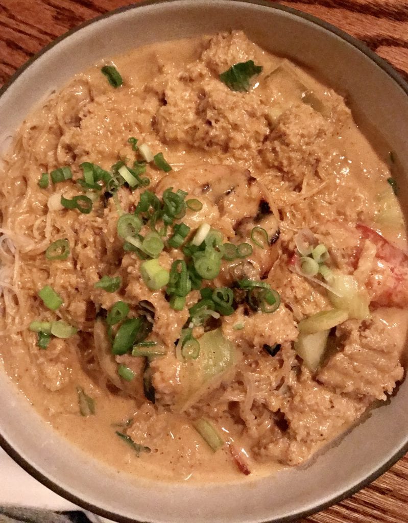 Martha's Vineyard Dining Woods at Lambert's Cove Inn Crab + Shrimp Curry with Vermicelli Noodles