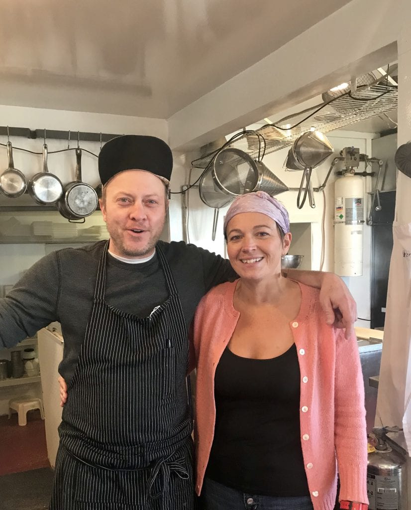 Chef Nathaniel Wade With Alex Taylor Cooking & Serving Lunch At The Outermost Inn Martha's Vineyard