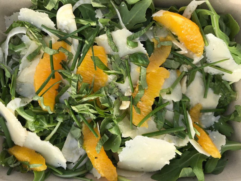 Arugula Salad with Parmesan, shaved fennel, orange and lemon vinaigrette Bettini Restaurant Harbor View Hotel