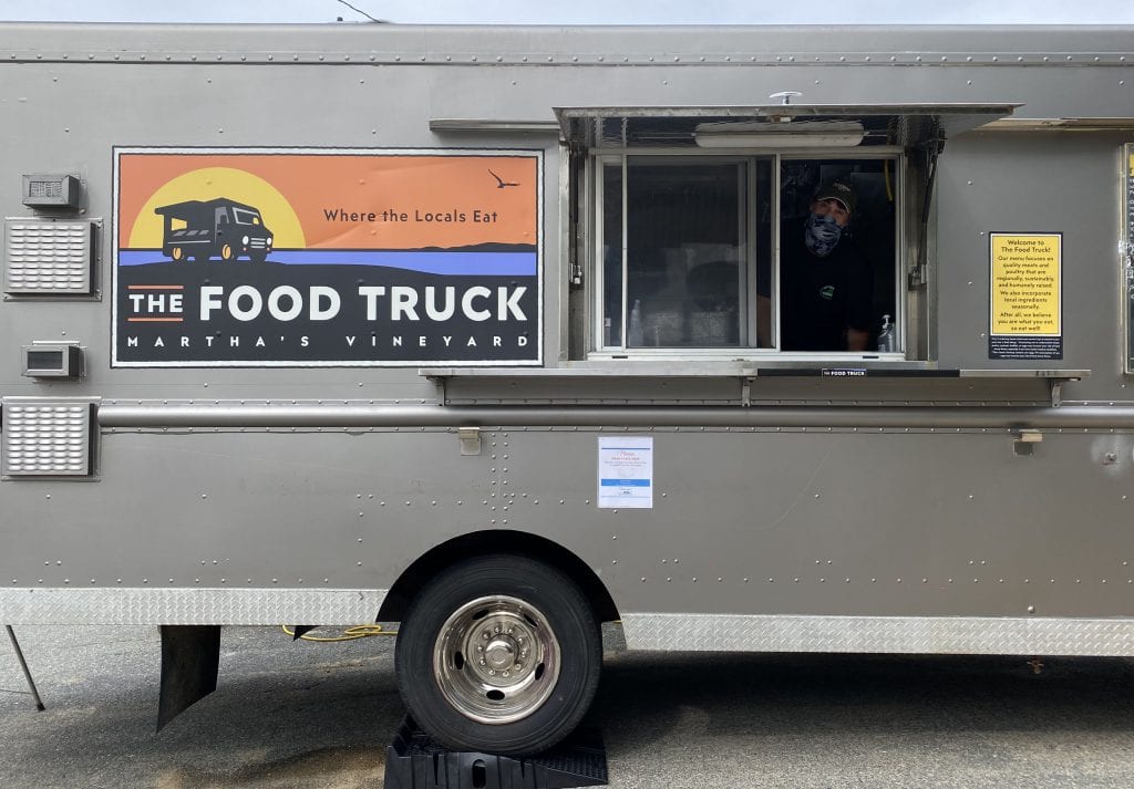 We Love MV Chef Josh Aronie is all smiles in The Food Truck At The PA Club In Oak Bluffs