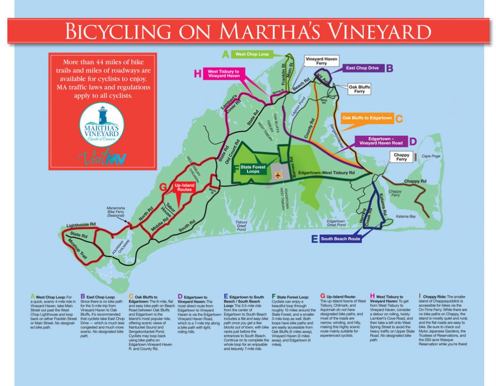 Martha's Vineyard Bucket List: Biking The Vineyard Bicycling Map Of Martha's Vineyard