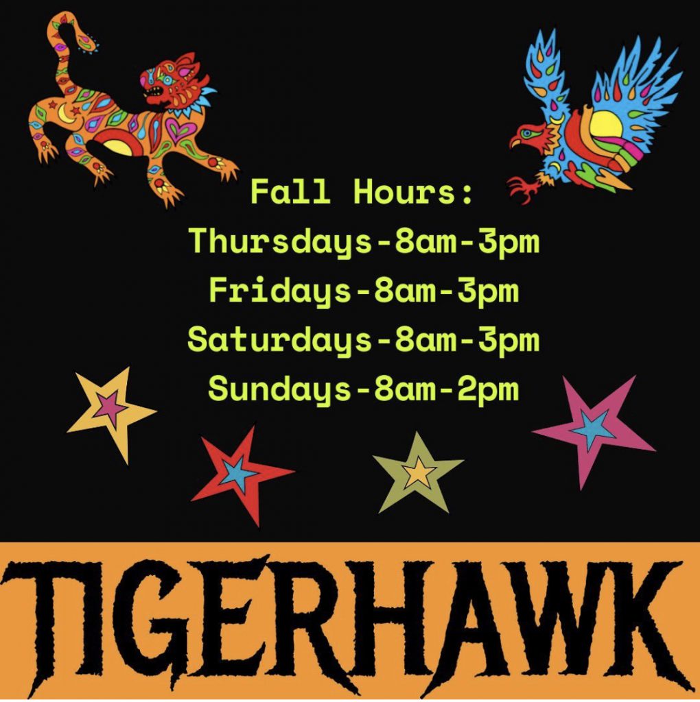 Tigerhawk Sandwich Co.
Oak Bluffs
Fall hours
Martha's Vineyard 
Chef owned
Jimmy Alvarado
Nathaniel Wade