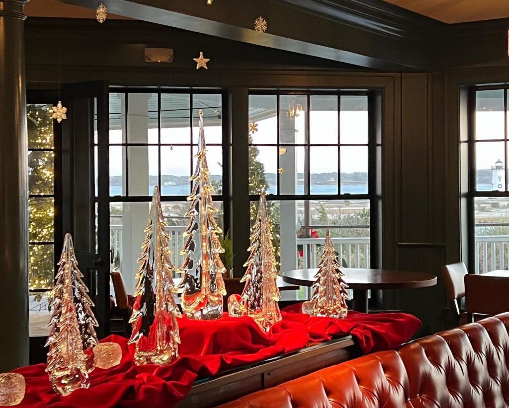 Enjoy views of the Edgartown Lighthouse while dining at Bettini at the Harbor View Hotel Christmas in Edgartown