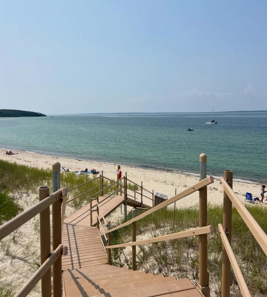 James Pond Preserve - A New Way To Enjoy Lambert's Cove Beach on Martha's Vineyard Stairs to the Beach via James Pond Preserve