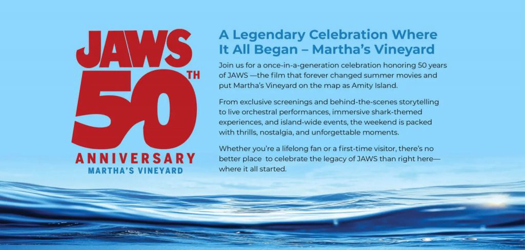 Martha's Vineyard Summer Events Calendar 2025 Mark Your Calendars June JAWS 50th Anniversary MVY Chamber